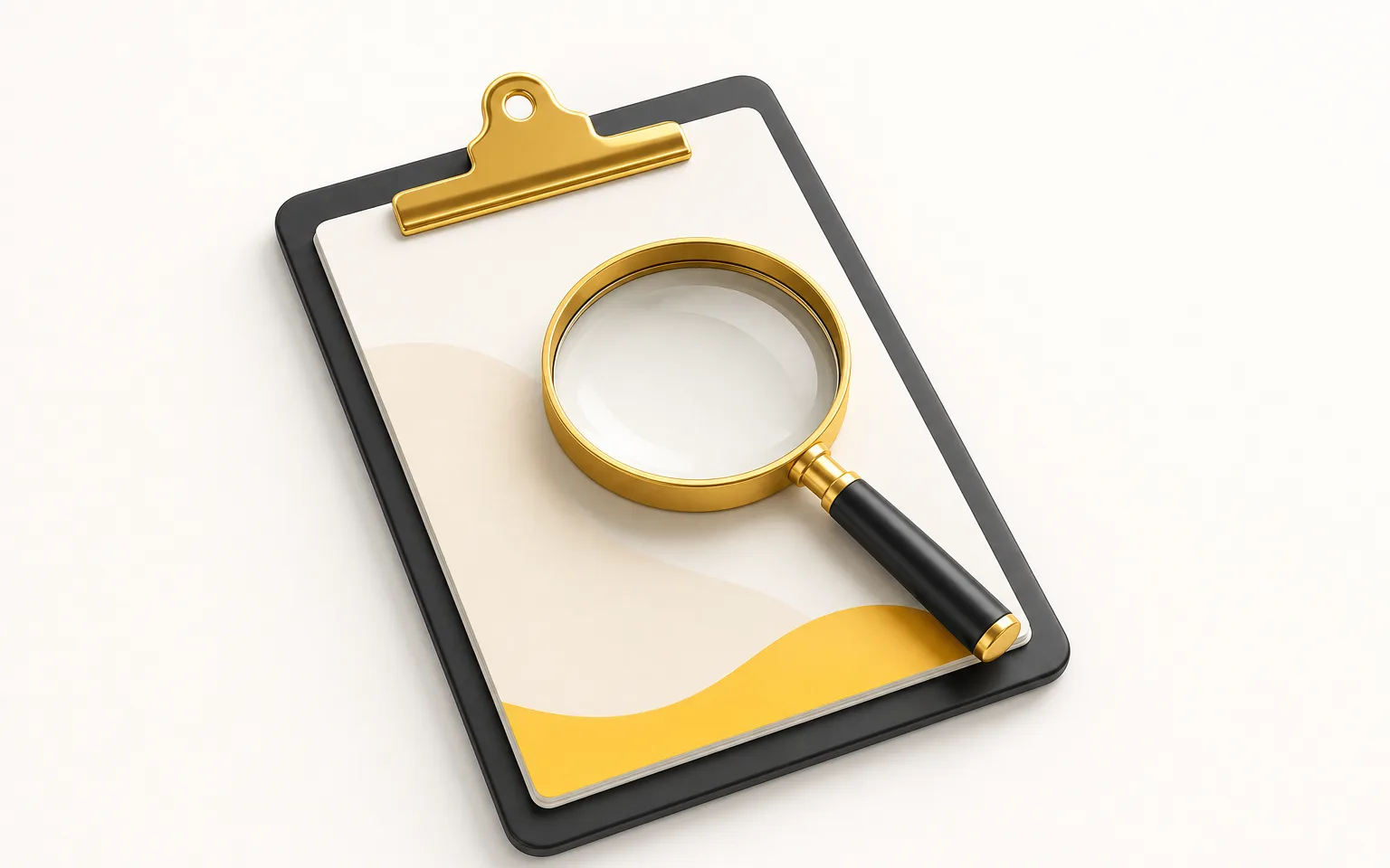 의료광고 심의 절차를 상징하는 체크리스트 오브젝트